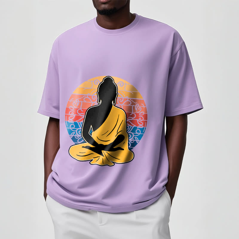 T-shirt décontracté en coton à motif Bouddha méditant coloré avec Buddha Stones de Bouddha - image 18