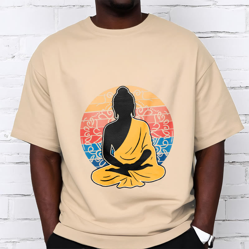 T-shirt décontracté en coton à motif Bouddha méditant coloré avec Buddha Stones de Bouddha - image 10
