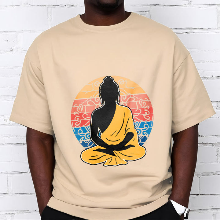 T-shirt décontracté en coton à motif Bouddha méditant coloré avec Buddha Stones de Bouddha - image 10