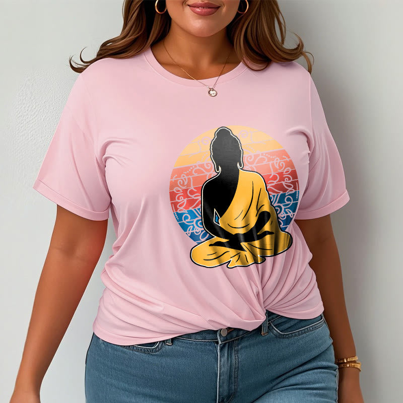 T-shirt décontracté en coton à motif Bouddha méditant coloré avec Buddha Stones de Bouddha - image 14