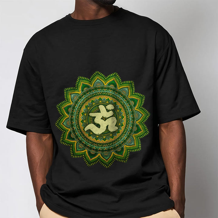 T-shirt décontracté en coton avec motif de symbole Om et mandala vert Buddha Stones - image 6