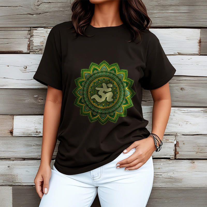 T-shirt décontracté en coton avec motif de symbole Om et mandala vert Buddha Stones - image 7