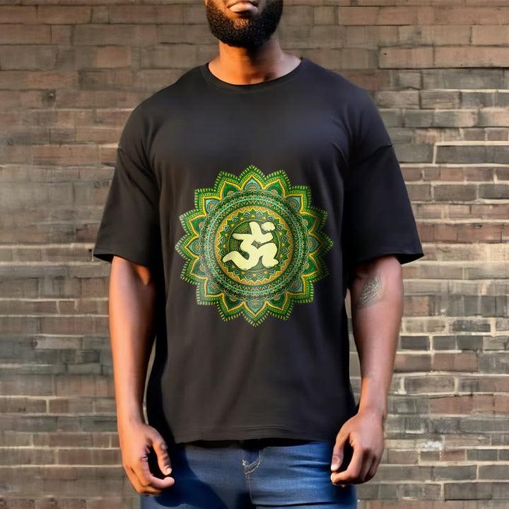 T-shirt décontracté en coton avec motif de symbole Om et mandala vert Buddha Stones - image 8