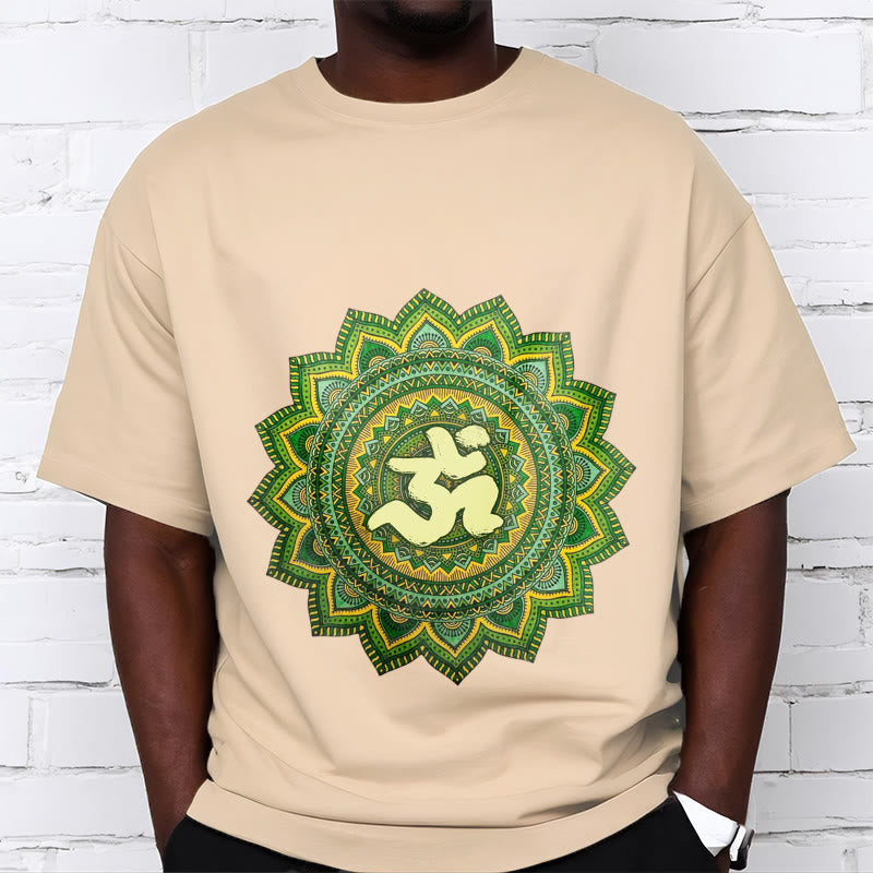 T-shirt décontracté en coton avec motif de symbole Om et mandala vert Buddha Stones - image 10
