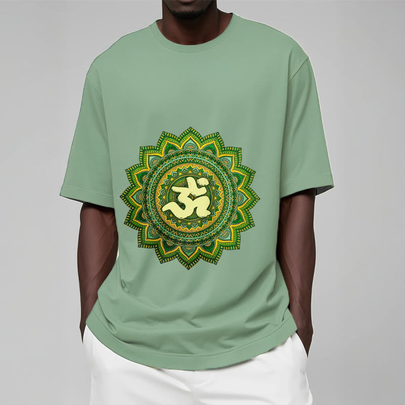 T-shirt décontracté en coton avec motif de symbole Om et mandala vert Buddha Stones - image 16