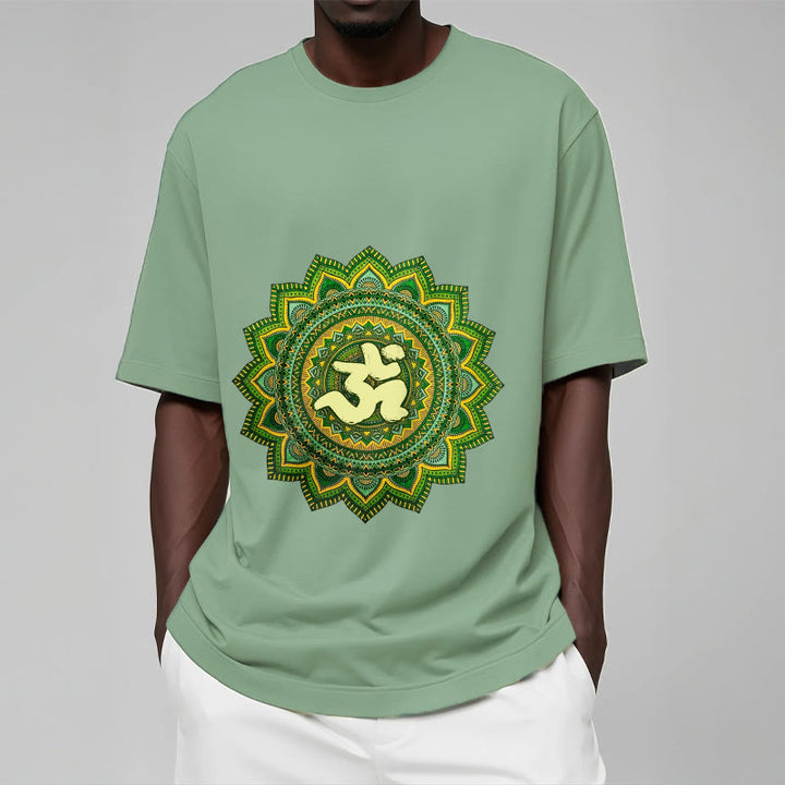 T-shirt décontracté en coton avec motif de symbole Om et mandala vert Buddha Stones - image 16