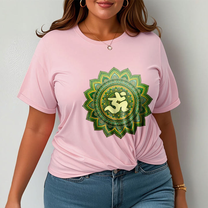 T-shirt décontracté en coton avec motif de symbole Om et mandala vert Buddha Stones - image 14