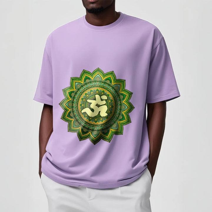 T-shirt décontracté en coton avec motif de symbole Om et mandala vert Buddha Stones - image 18