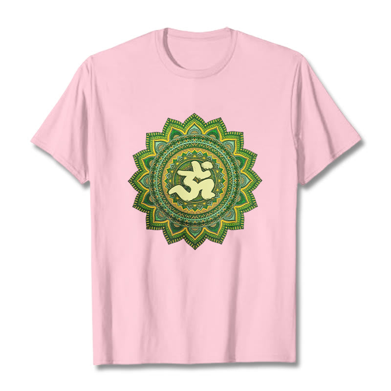 T-shirt décontracté en coton avec motif de symbole Om et mandala vert Buddha Stones - Rose clair - 2XL - image 13