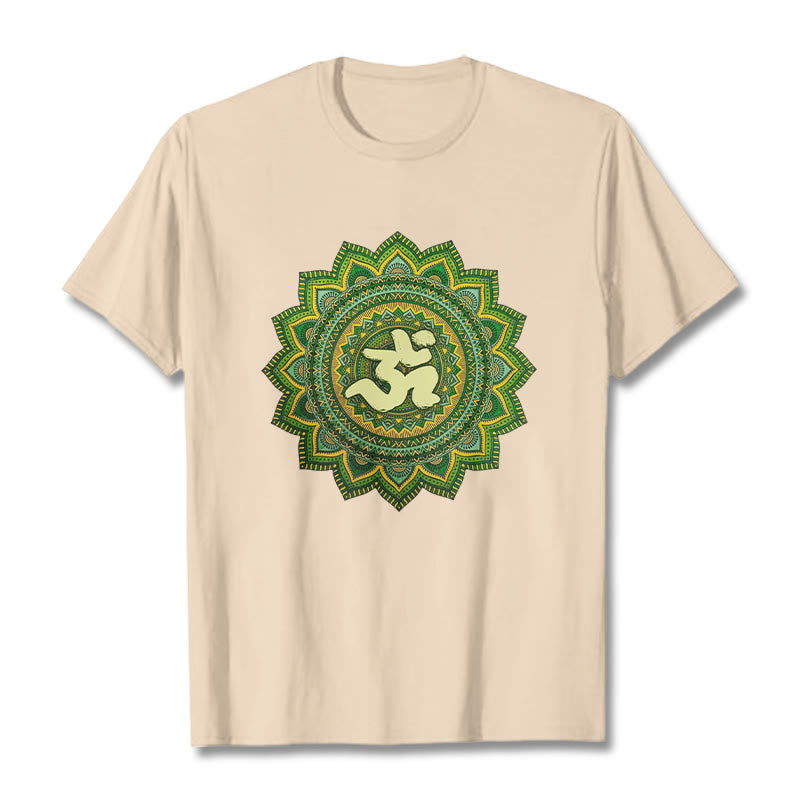 T-shirt décontracté en coton avec motif de symbole Om et mandala vert Buddha Stones - Bisque - 2XL - image 9