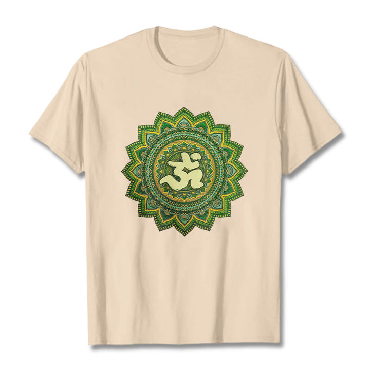 T-shirt décontracté en coton avec motif de symbole Om et mandala vert Buddha Stones - Bisque - 2XL - image 9