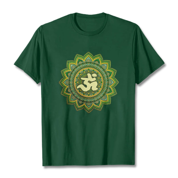 T-shirt décontracté en coton avec motif de symbole Om et mandala vert Buddha Stones - Forêt Verte - 2XL - image 11