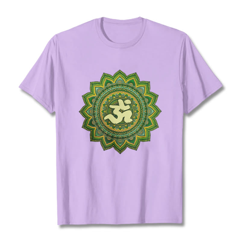 T-shirt décontracté en coton avec motif de symbole Om et mandala vert Buddha Stones - Prune - 2XL - image 17