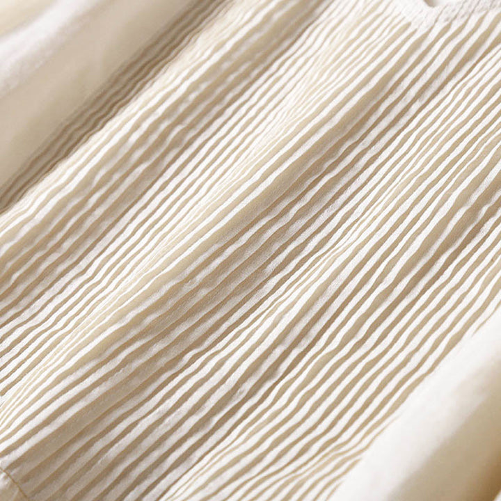 Robe midi décontractée en coton à Buddha Stones accordéon et col en V, manches courtes et poches - image 36