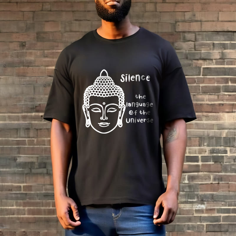 T-shirt décontracté en coton avec motif tête de Bouddha méditant et Buddha Stones - image 3