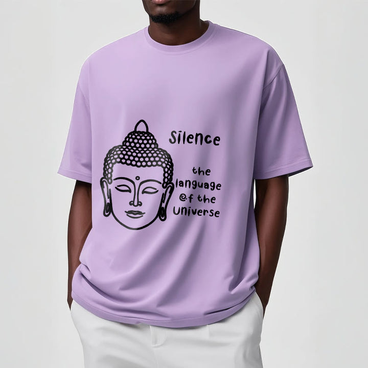 T-shirt décontracté en coton avec motif tête de Bouddha méditant et Buddha Stones - image 18