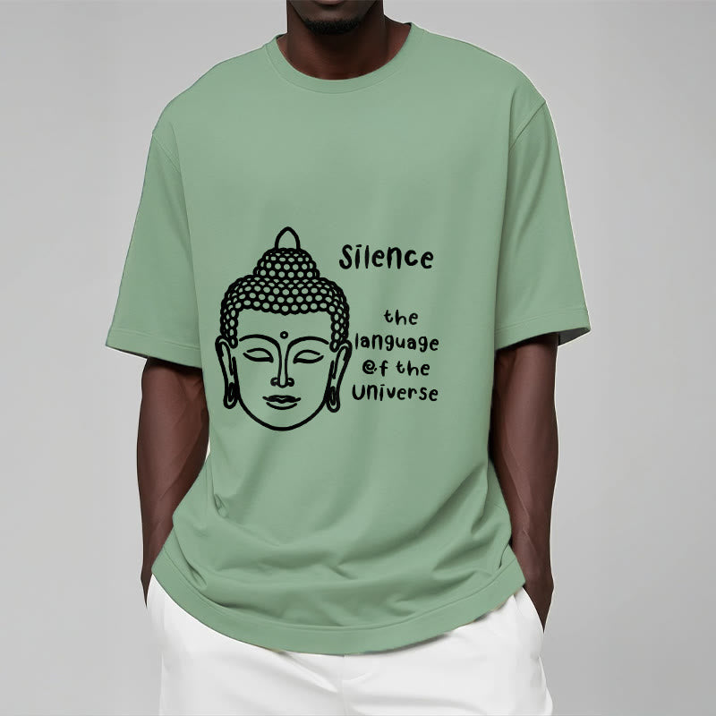 T-shirt décontracté en coton avec motif tête de Bouddha méditant et Buddha Stones - image 16