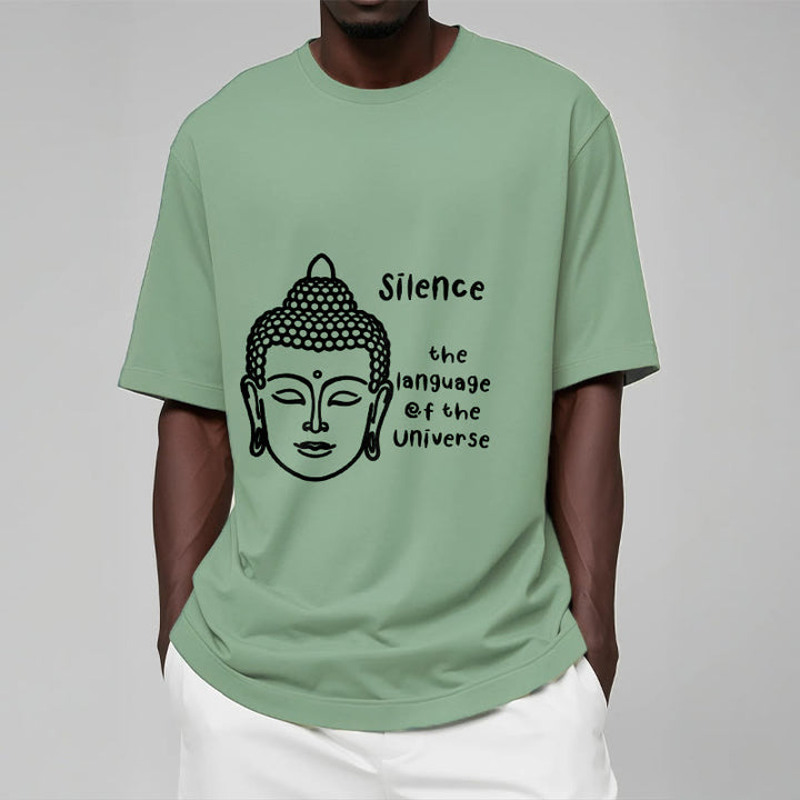 T-shirt décontracté en coton avec motif tête de Bouddha méditant et Buddha Stones - image 16