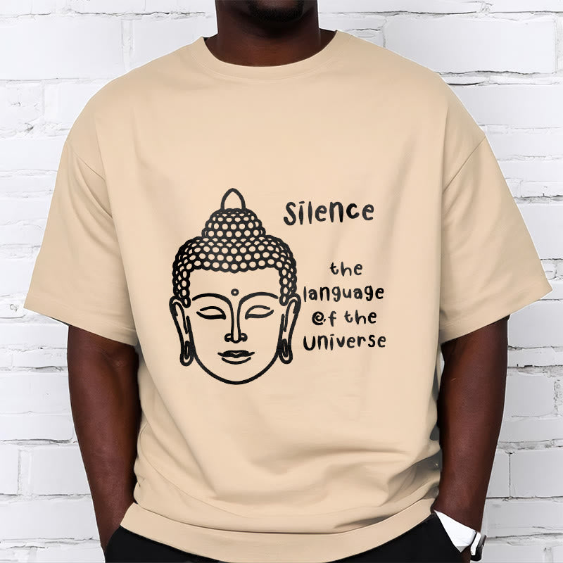 T-shirt décontracté en coton avec motif tête de Bouddha méditant et Buddha Stones - image 10