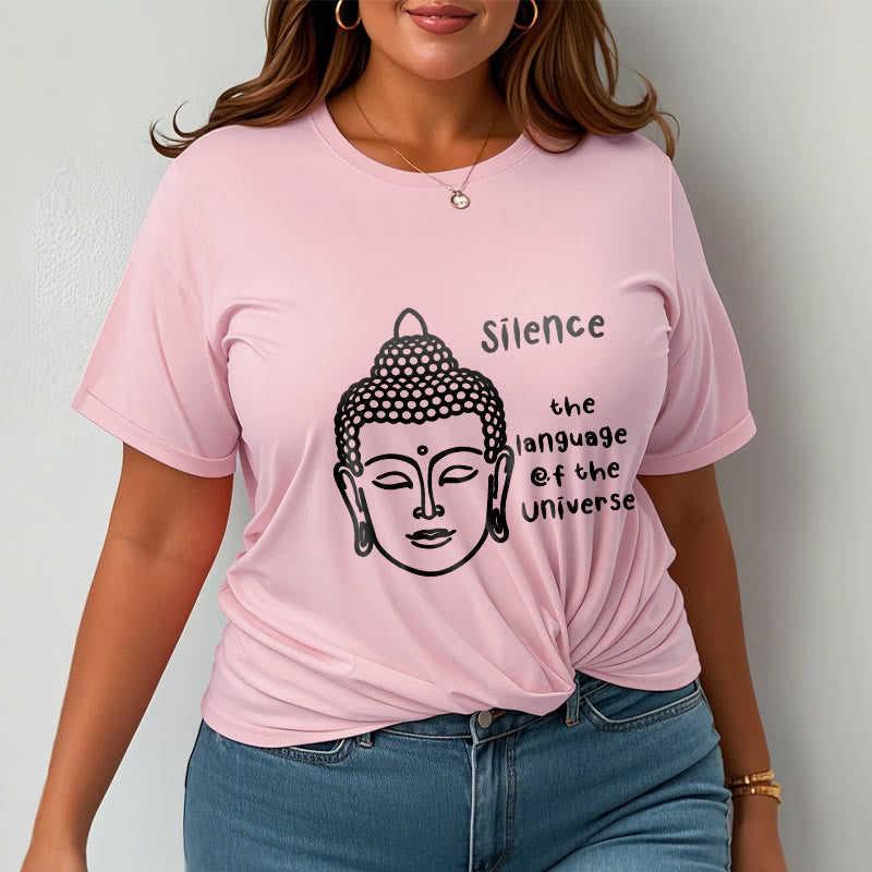T-shirt décontracté en coton avec motif tête de Bouddha méditant et Buddha Stones - image 14