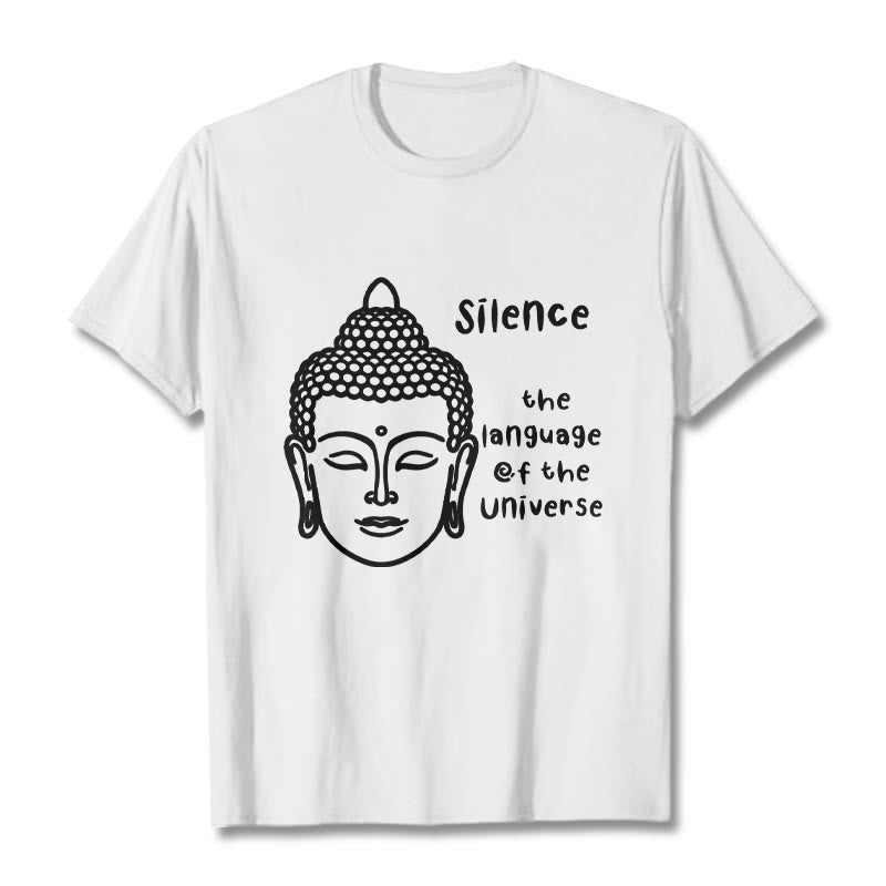 T-shirt décontracté en coton avec motif tête de Bouddha méditant et Buddha Stones - Blanc - 2XL - image 6