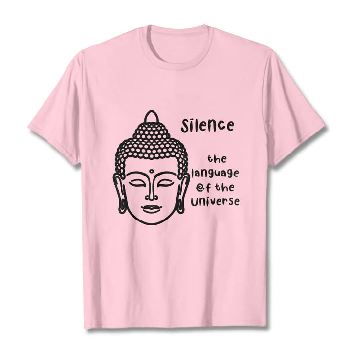T-shirt décontracté en coton avec motif tête de Bouddha méditant et Buddha Stones - Rose clair - 2XL - image 13