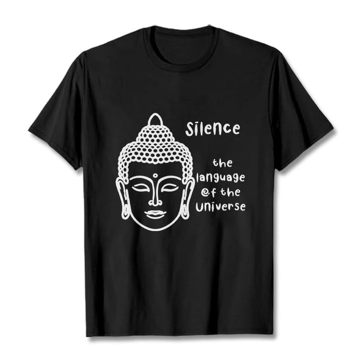 T-shirt décontracté en coton avec motif tête de Bouddha méditant et Buddha Stones - Noir - 2XL - image 1