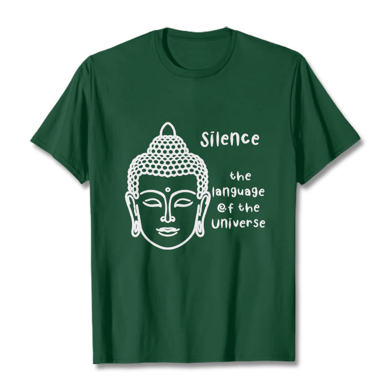 T-shirt décontracté en coton avec motif tête de Bouddha méditant et Buddha Stones - Forêt Verte - 2XL - image 11