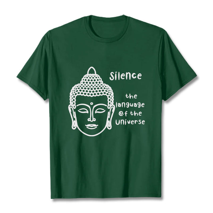 T-shirt décontracté en coton avec motif tête de Bouddha méditant et Buddha Stones - Forêt Verte - 2XL - image 11