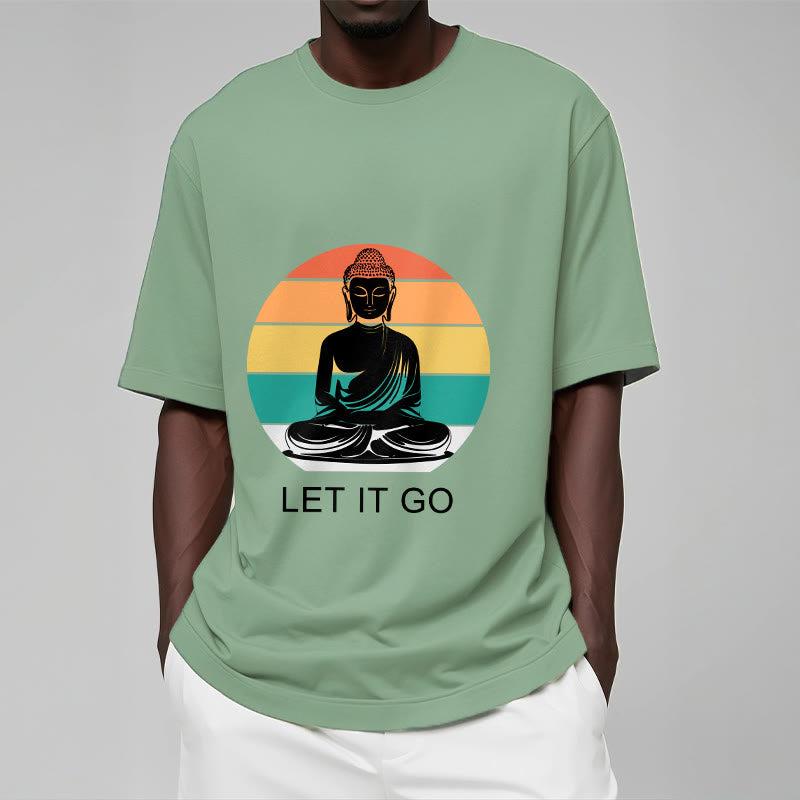 T-shirt décontracté en coton à Buddha Stones colorées avec motif Bouddha méditant - image 16