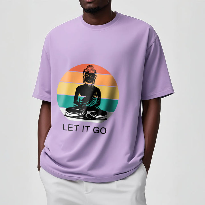 T-shirt décontracté en coton à Buddha Stones colorées avec motif Bouddha méditant - image 18
