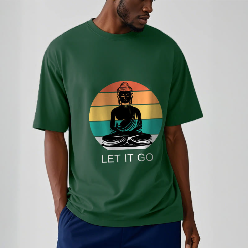 T-shirt décontracté en coton à Buddha Stones colorées avec motif Bouddha méditant - image 2