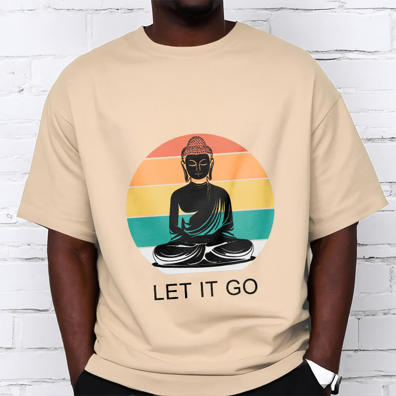 T-shirt décontracté en coton à Buddha Stones colorées avec motif Bouddha méditant - image 12