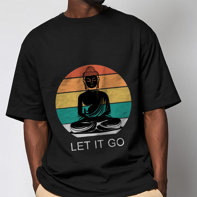 T-shirt décontracté en coton à Buddha Stones colorées avec motif Bouddha méditant - image 5