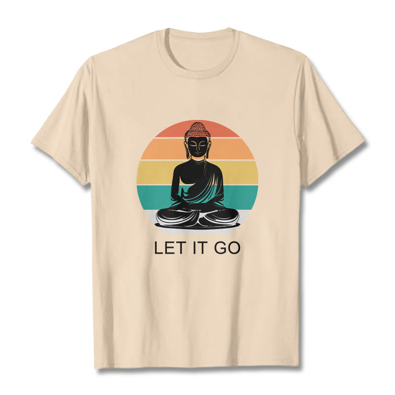 T-shirt décontracté en coton à Buddha Stones colorées avec motif Bouddha méditant - Bisque - 2XL - image 11