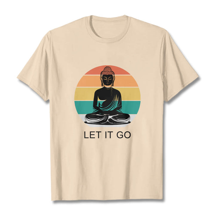 T-shirt décontracté en coton à Buddha Stones colorées avec motif Bouddha méditant - Bisque - 2XL - image 11