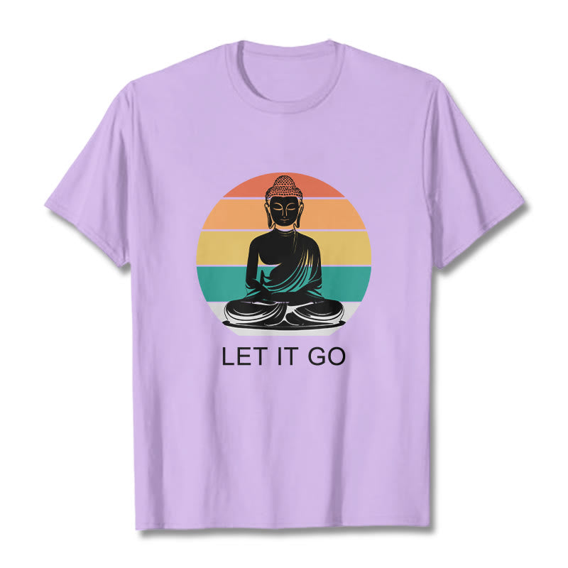 T-shirt décontracté en coton à Buddha Stones colorées avec motif Bouddha méditant - Prune - 2XL - image 17