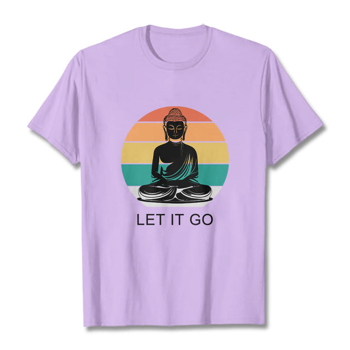 T-shirt décontracté en coton à Buddha Stones colorées avec motif Bouddha méditant - Prune - 2XL - image 17
