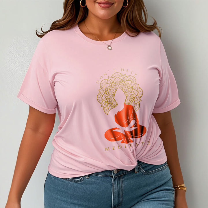 T-shirt décontracté en coton avec motif mandala et Buddha Stones méditatif - image 14