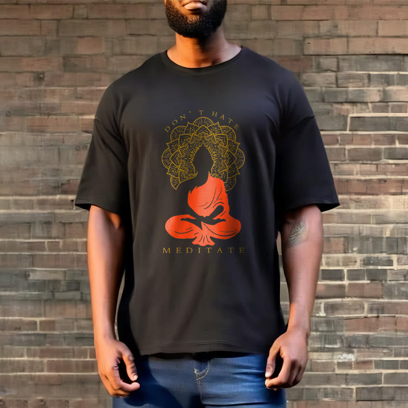 T-shirt décontracté en coton avec motif mandala et Buddha Stones méditatif - image 3