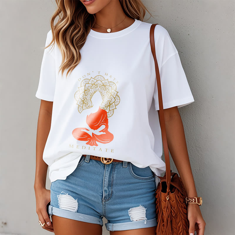 T-shirt décontracté en coton avec motif mandala et Buddha Stones méditatif - image 8