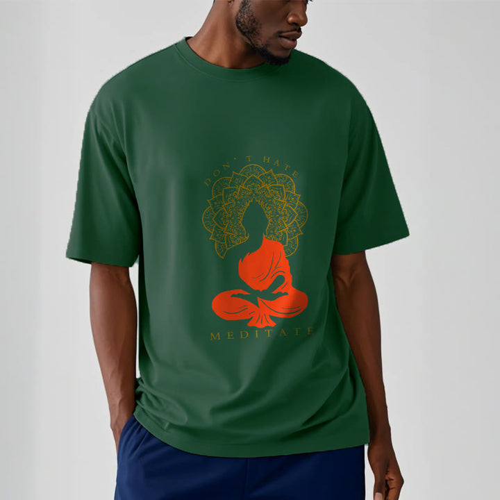 T-shirt décontracté en coton avec motif mandala et Buddha Stones méditatif - image 12