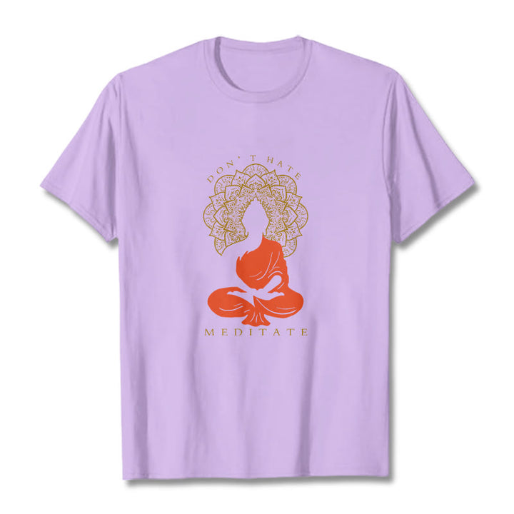 T-shirt décontracté en coton avec motif mandala et Buddha Stones méditatif - Prune - 2XL - image 17