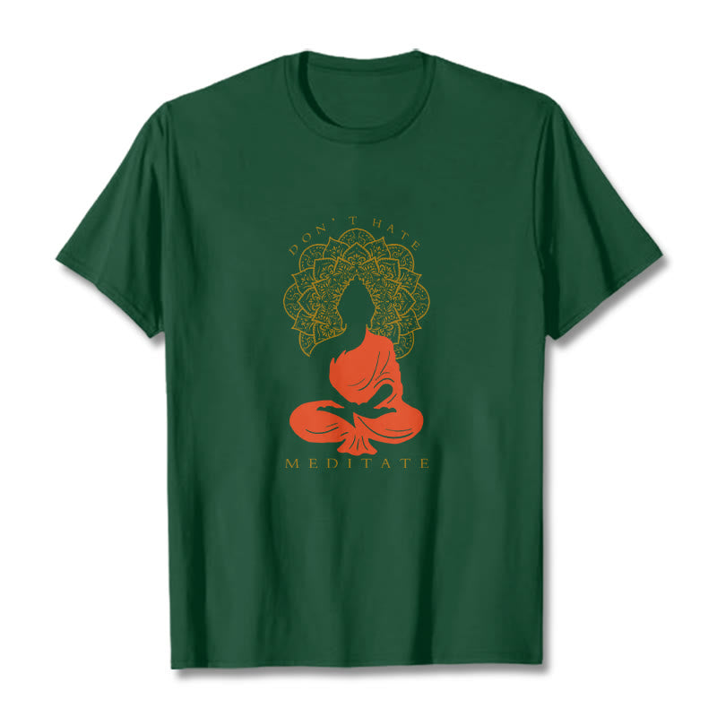T-shirt décontracté en coton avec motif mandala et Buddha Stones méditatif - Forêt Verte - 2XL - image 11