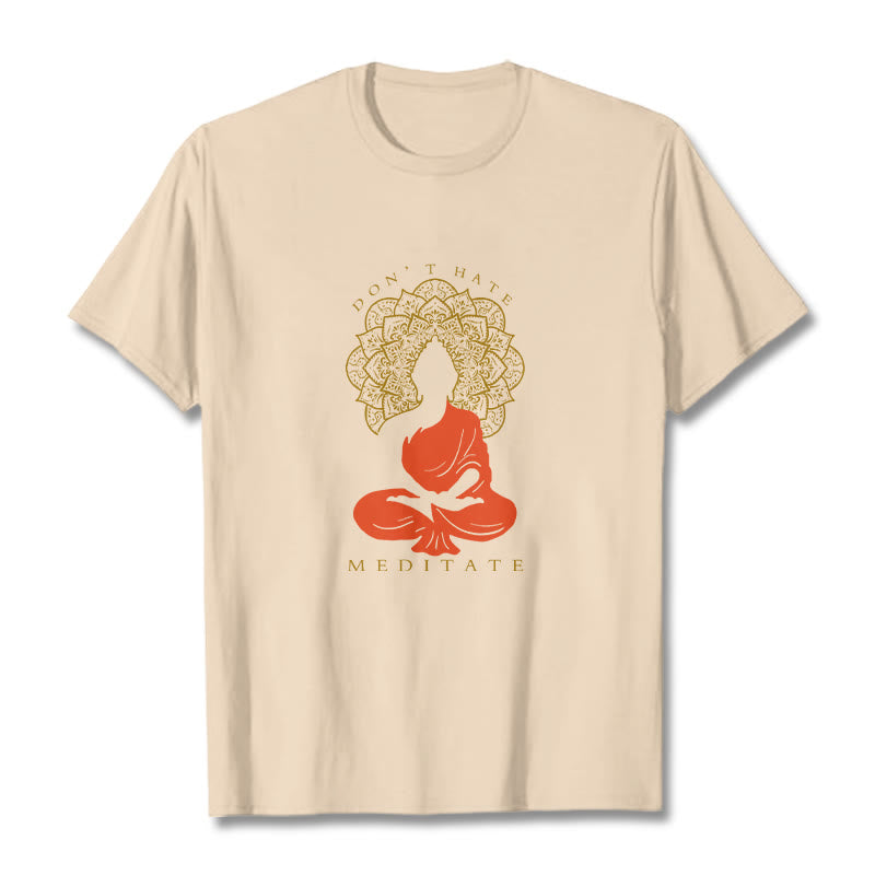 T-shirt décontracté en coton avec motif mandala et Buddha Stones méditatif - Bisque - 2XL - image 9