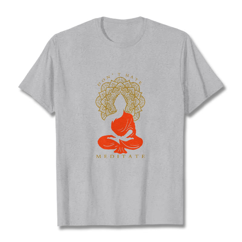 T-shirt décontracté en coton avec motif mandala et Buddha Stones méditatif - Gris clair - 2XL - image 20