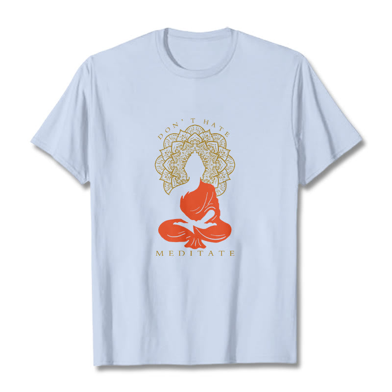 T-shirt décontracté en coton avec motif mandala et Buddha Stones méditatif - Cyan clair - 2XL - image 19