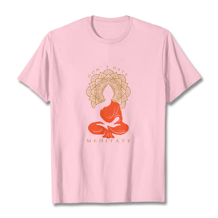 T-shirt décontracté en coton avec motif mandala et Buddha Stones méditatif - Rose clair - 2XL - image 13