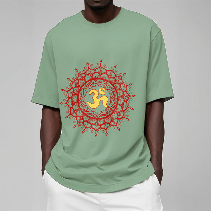 T-shirt décontracté en coton avec motif de symbole Om et mandala rouge Buddha Stones - image 15