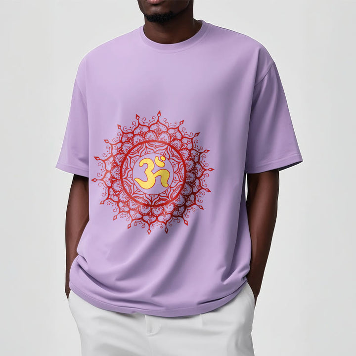 T-shirt décontracté en coton avec motif de symbole Om et mandala rouge Buddha Stones - image 17